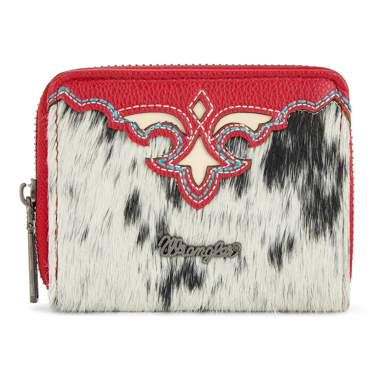 WG322-W088 Wrangler Genuine Hair-On Cowhide Zip-Around Wallet