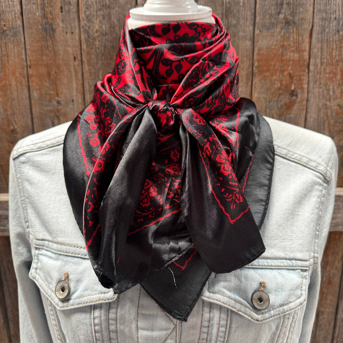 Black and Red Floral Paisley Wild Rag - Western Scarf