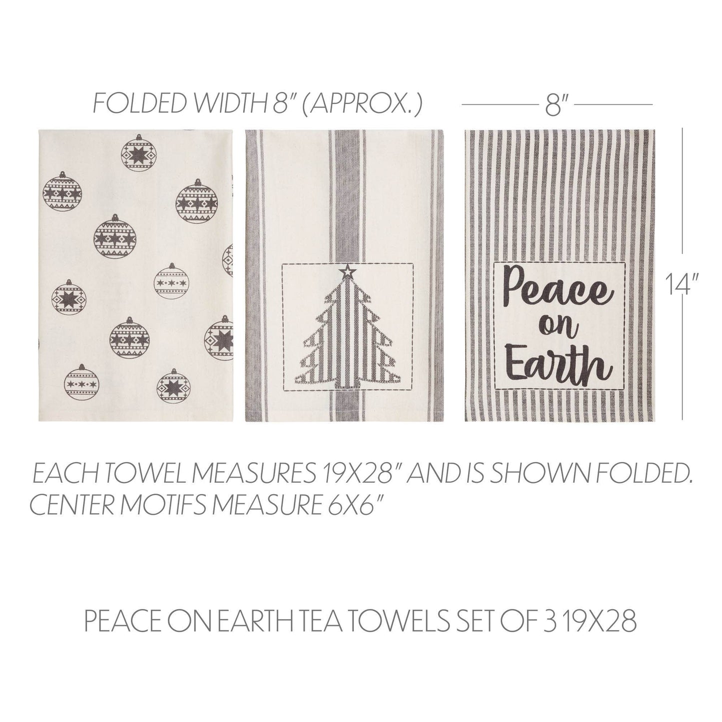VHC Brands - Grace Peace on Earth Tea Towel Set of 3 19x28 - Wines'Designs