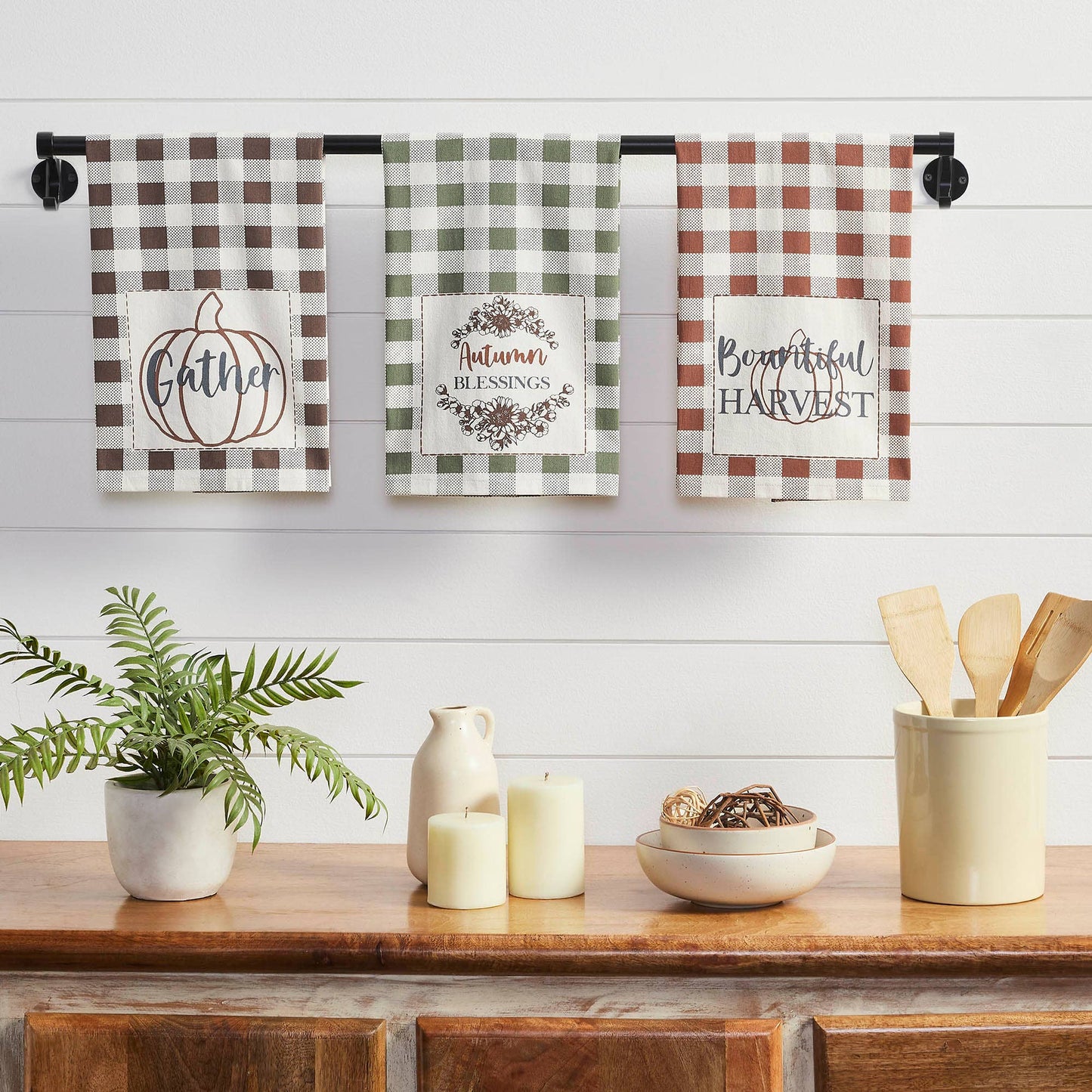 VHC Brands - Bountifall Harvest Theme Tea Towels Set of 3 19x28 - Wines'Designs