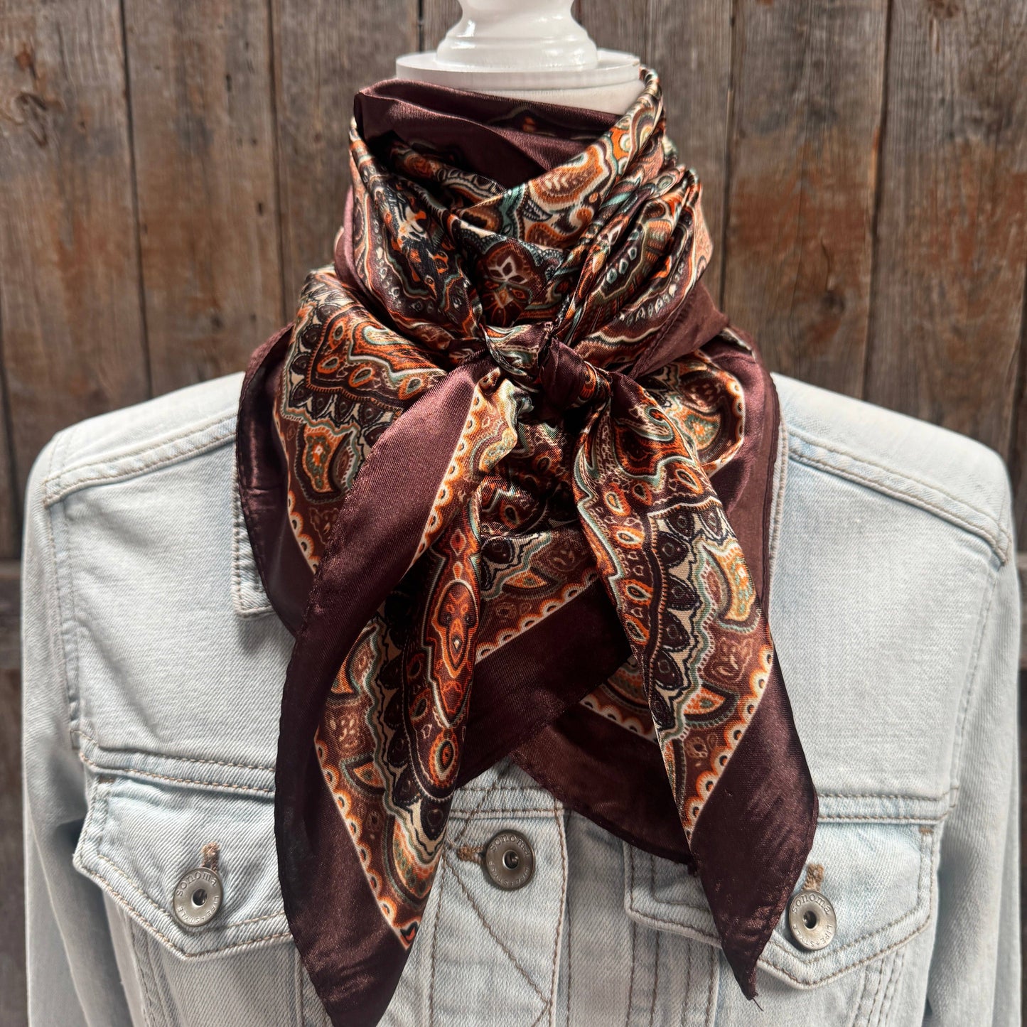 Brown and Orange Paisley Wild Rag - Western Scarf