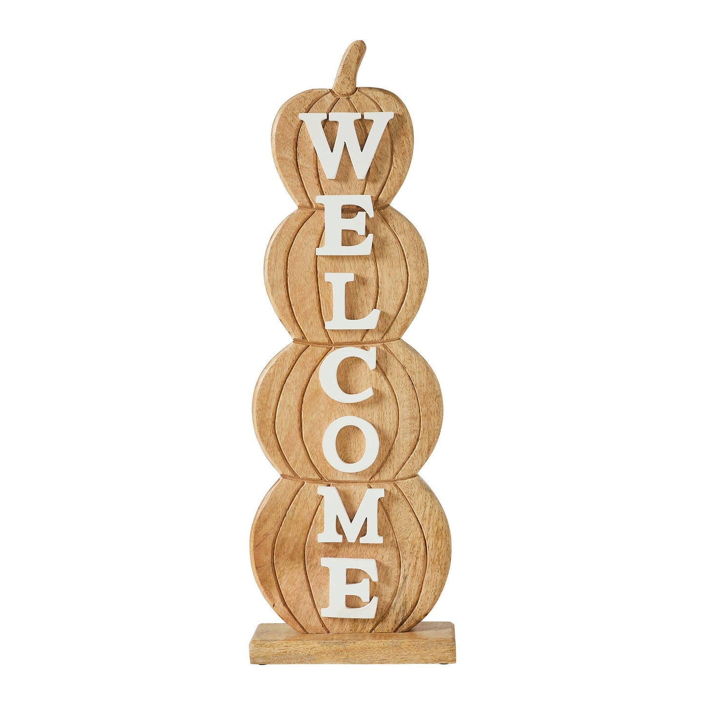 VHC Brands - Pumpkin Stack Welcome Wooden Sign Large 24.5x8.25x3 - Wines'Designs