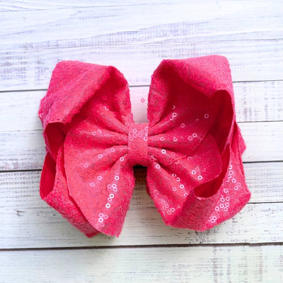 6.5" Double layer sequins hair bows. DBW-2