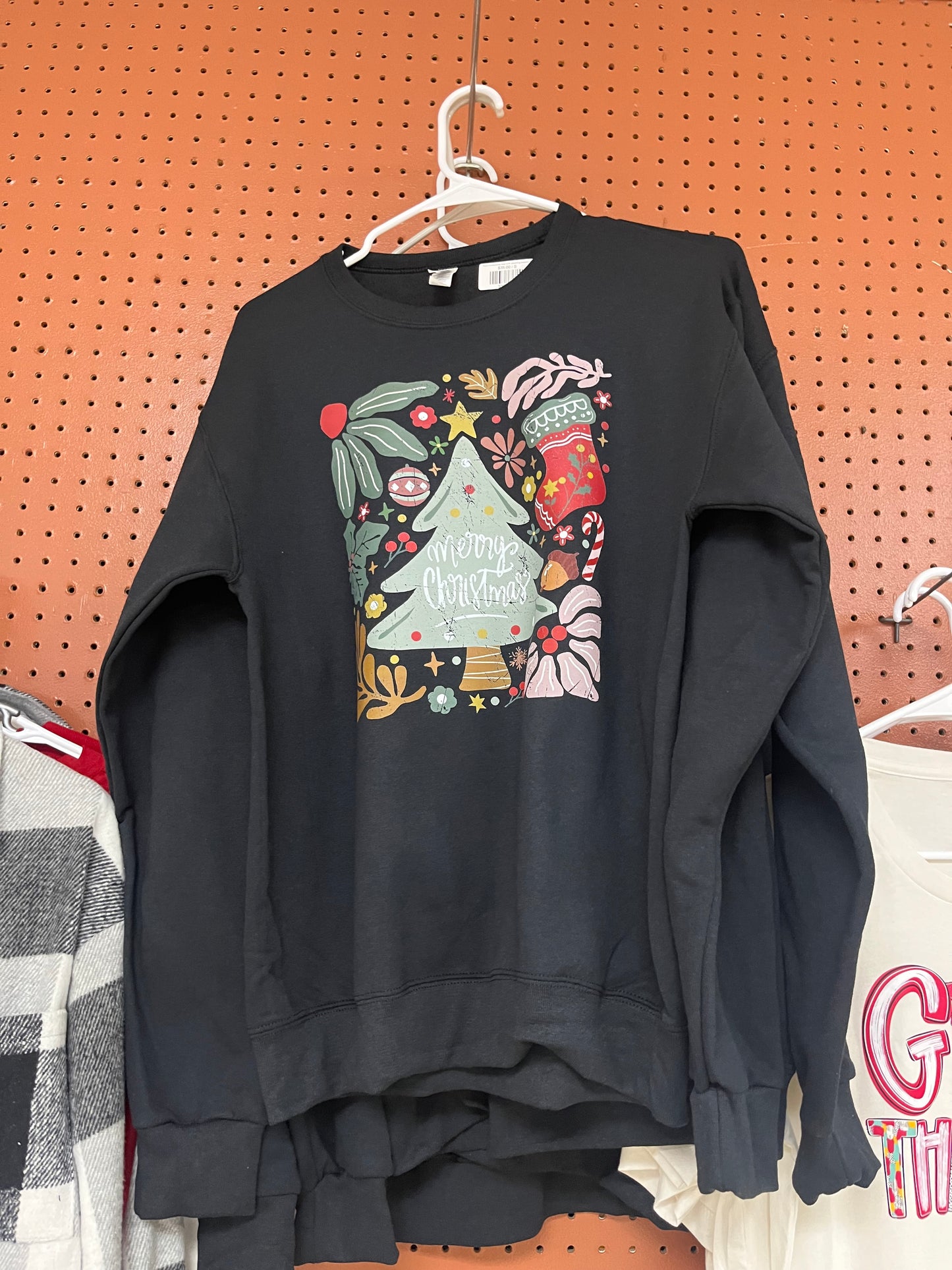 Retro Christmas tree with stocking sweatshirt