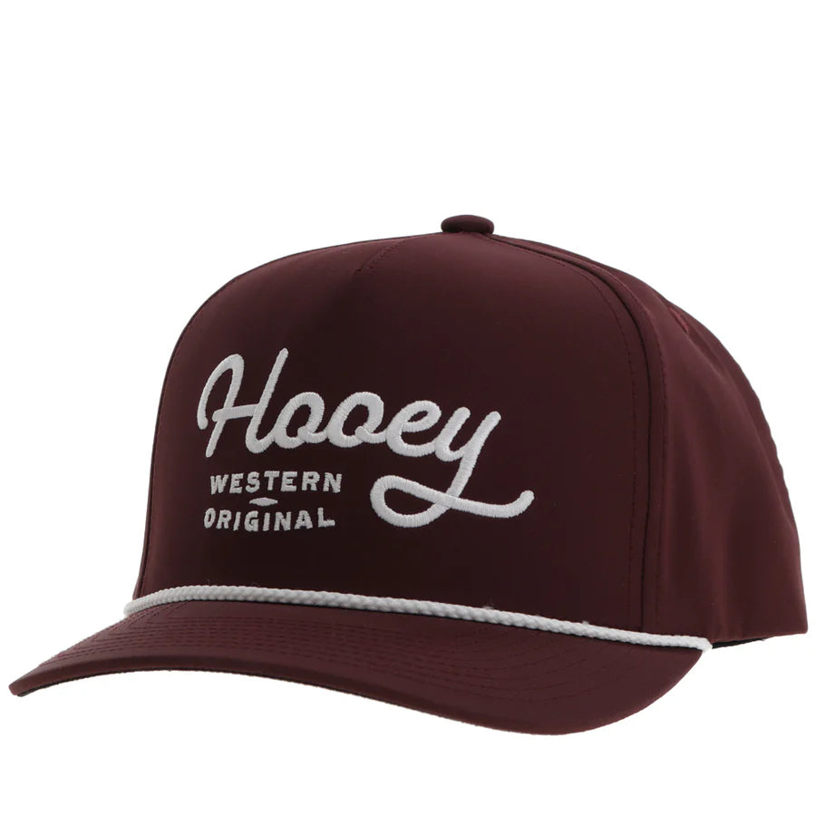 OG Hooey Maroon 5-Panel Trucker with White Stitching - OSFA