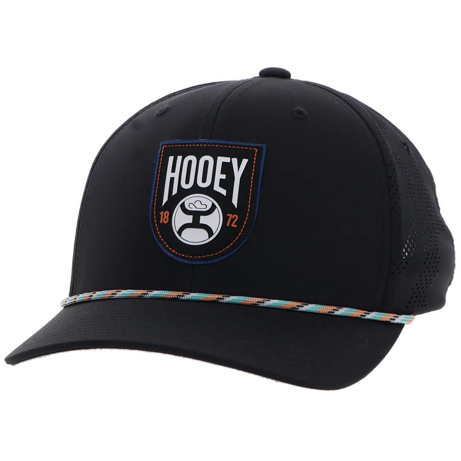 Bronx Hooey Black 6-Panel Trucker Black / White / Teal Patch - OSFA