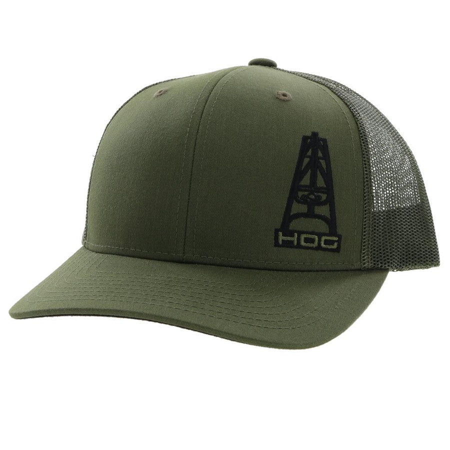HOG Olive 6-Panel Trucker with Black Embroidered Logo - OSFA