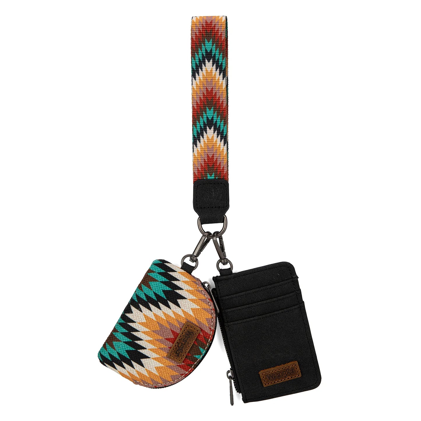 Turquoise and mustard aztec Wrangler coin purse and card holder