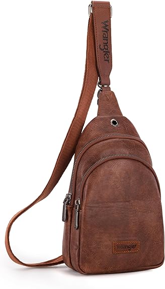 Brown Wrangler leather sling bag