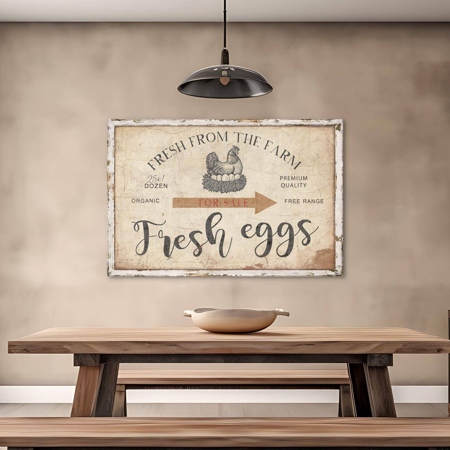 Vintage Farmhouse Kitchen Fresh Eggs Canvas Art