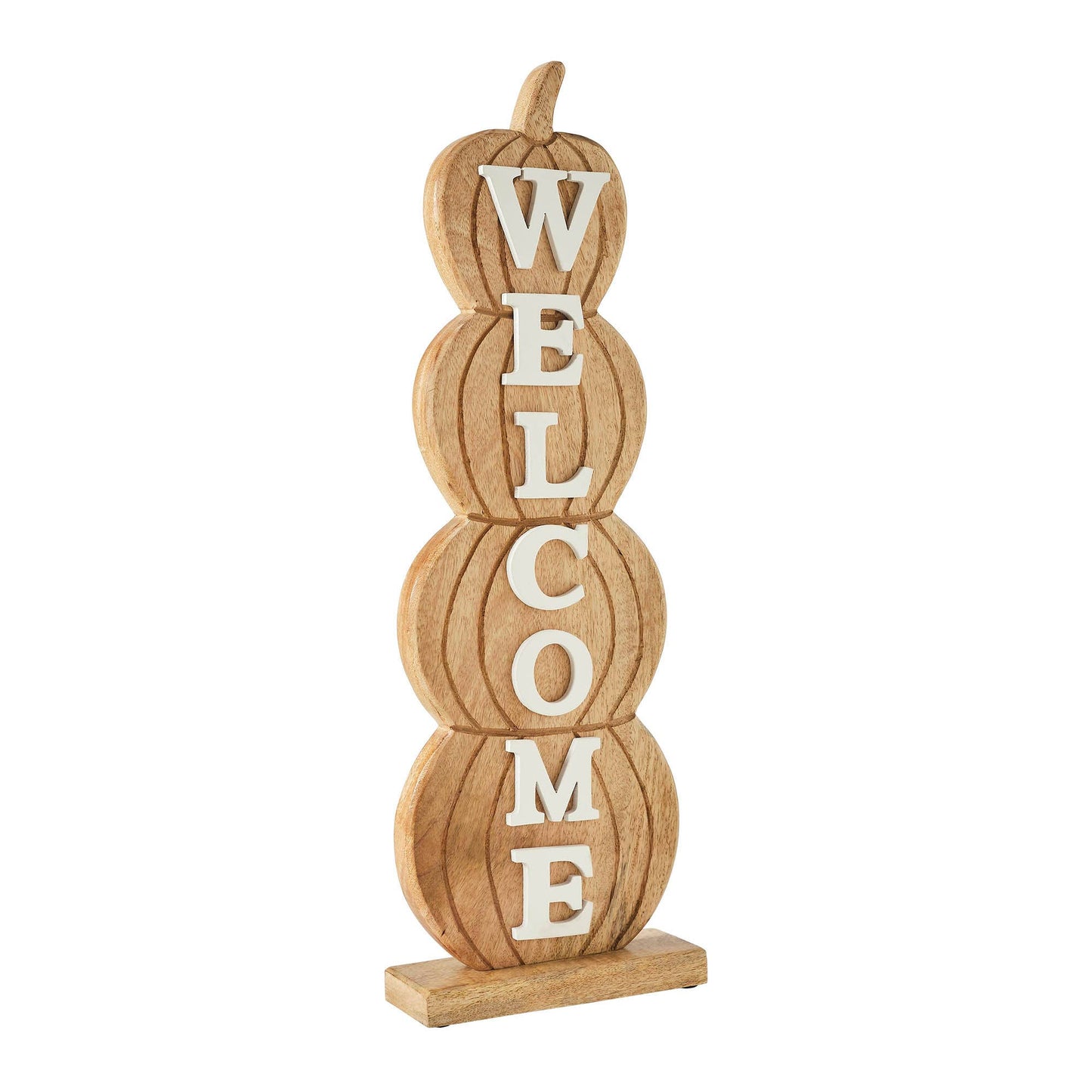 VHC Brands - Pumpkin Stack Welcome Wooden Sign Large 24.5x8.25x3 - Wines'Designs