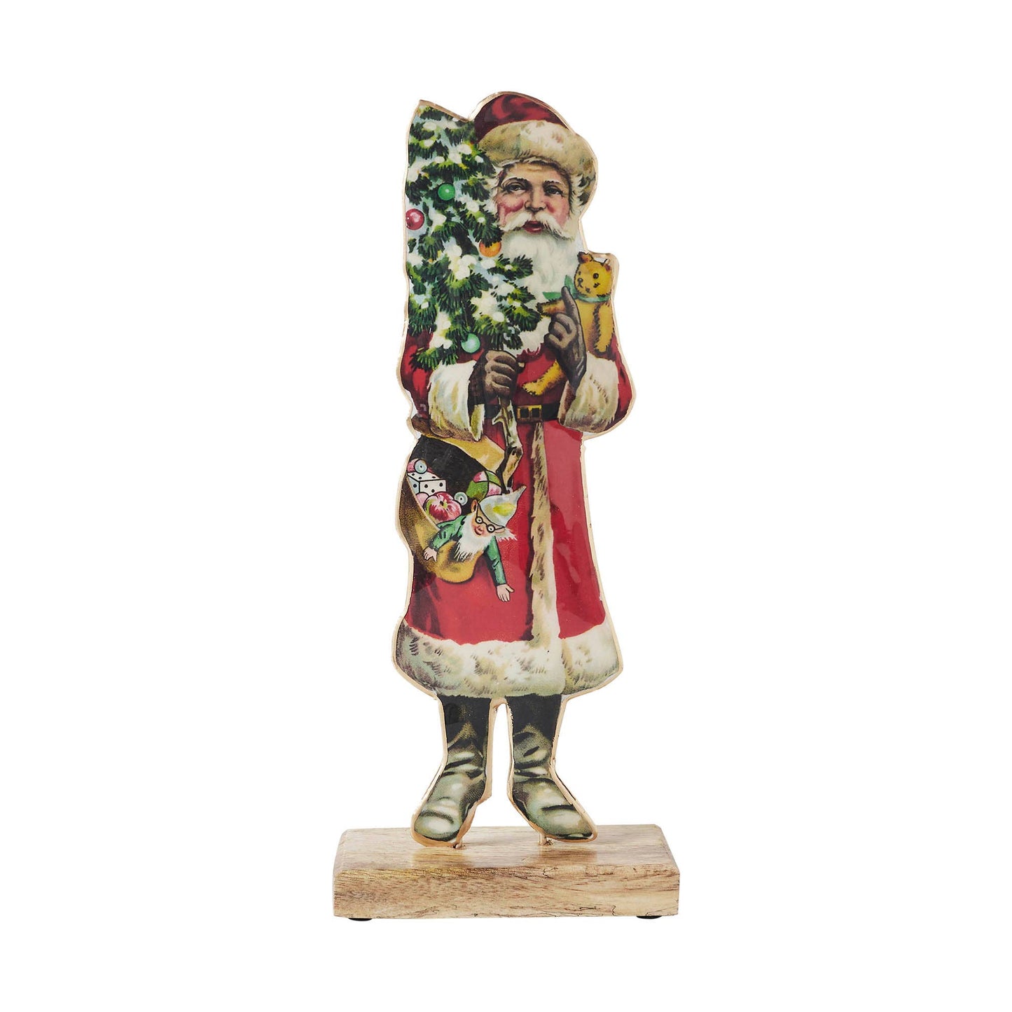 VHC Brands - Vintage Nostalgic Santa Christmas Tree Figurine 12x5x2 - Wines'Designs