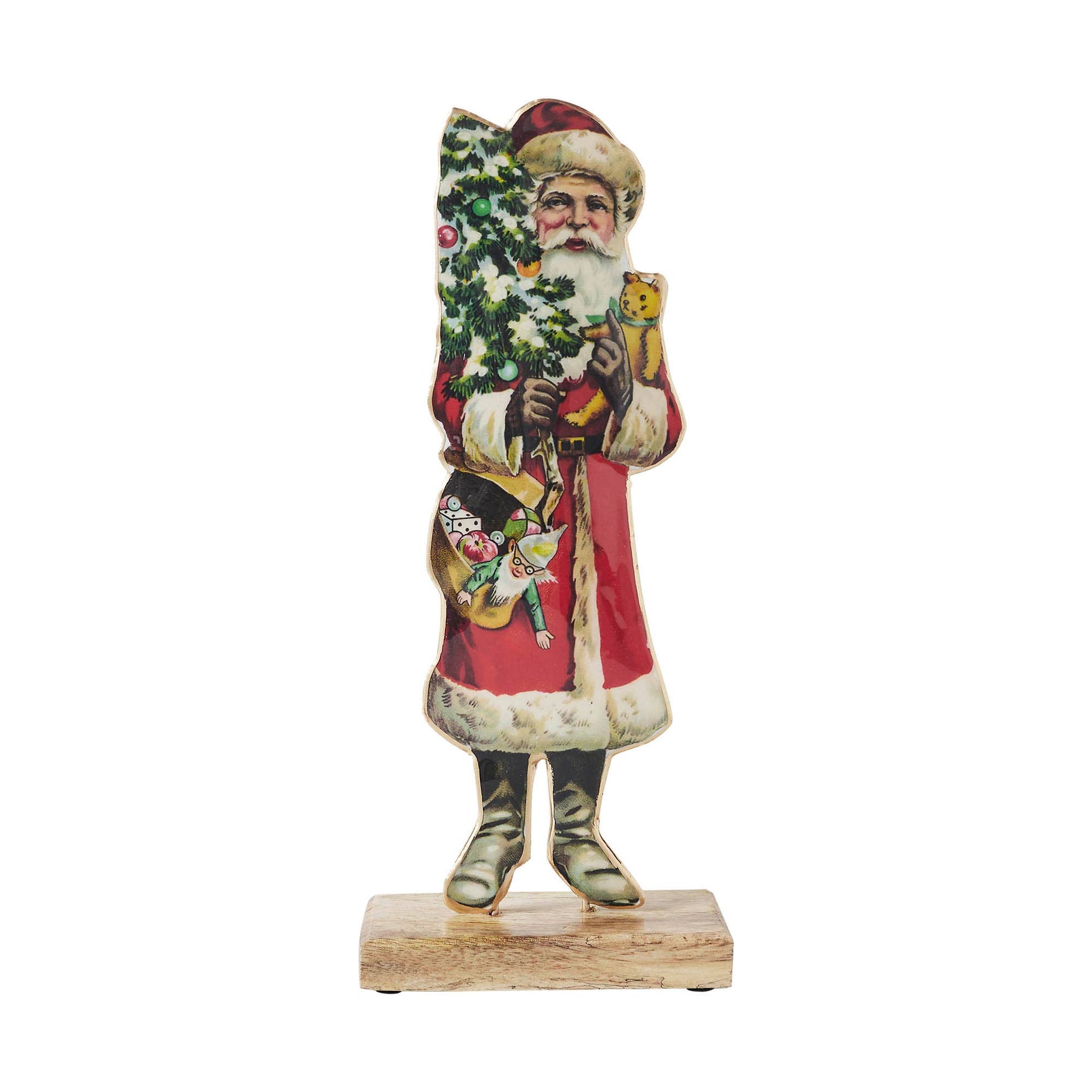 VHC Brands - Vintage Nostalgic Santa Christmas Tree Figurine 12x5x2 - Wines'Designs