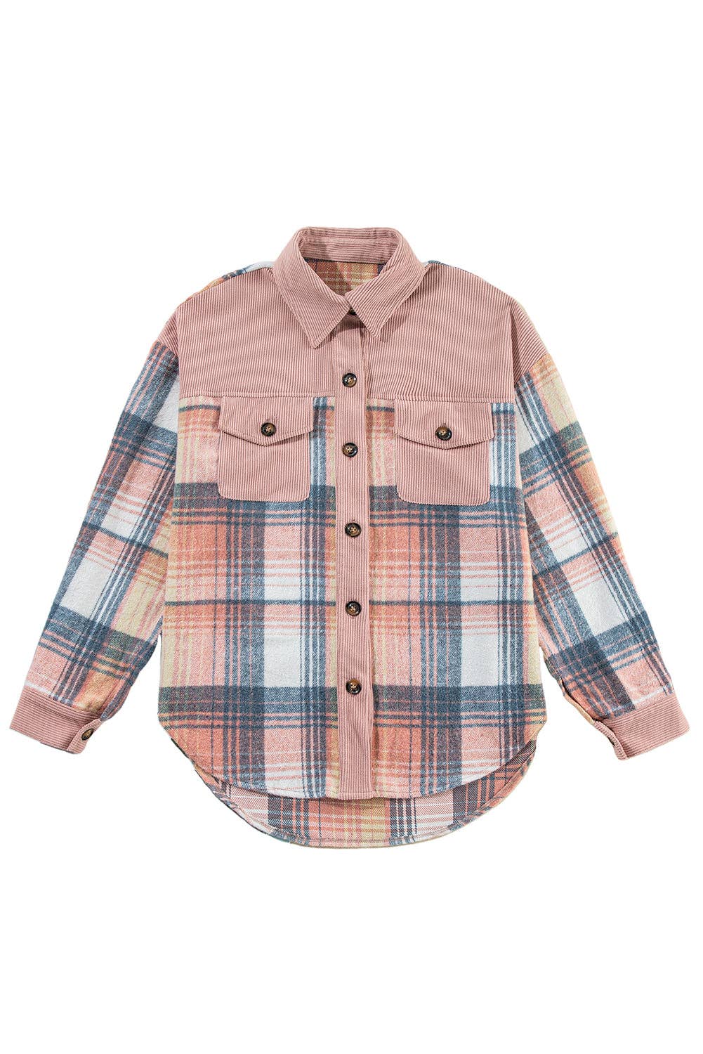 Golden Plaid Corduroy Relaxed Shacket