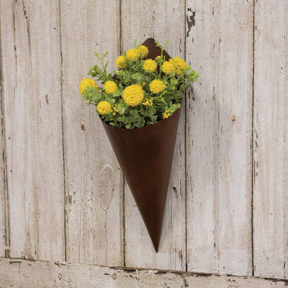 The Hearthside Collection - Cone Metal Wall Planter, Rusty - Wines'Designs