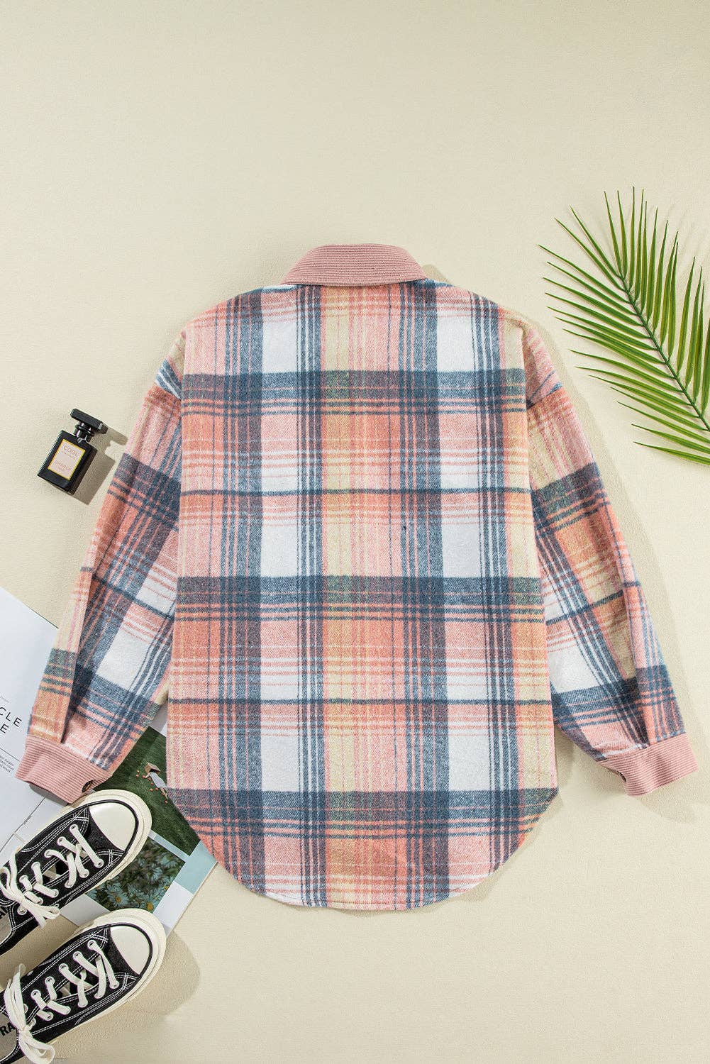 Golden Plaid Corduroy Relaxed Shacket