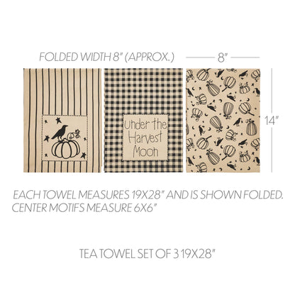 VHC Brands - Raven Harvest Tea Towel Set of 3 19x28 - Wines'Designs