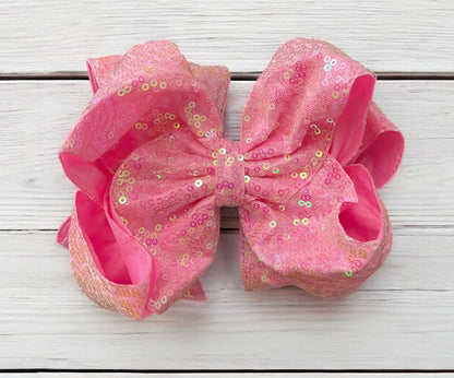 6.5" Double layer sequins hair bows. DBW-2