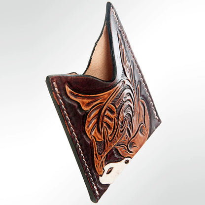 Tooled leather money or card holder - Wines'Designs