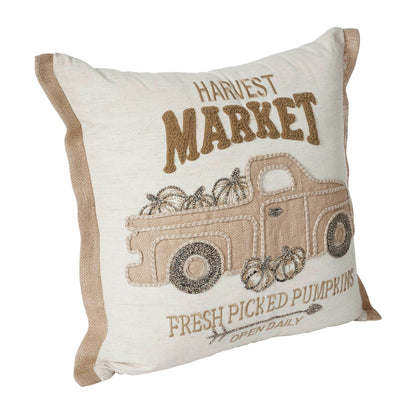 VHC Brands - Harvest Market Fresh Picked Pumpkin Truck Pillow 18x18 - Wines'Designs