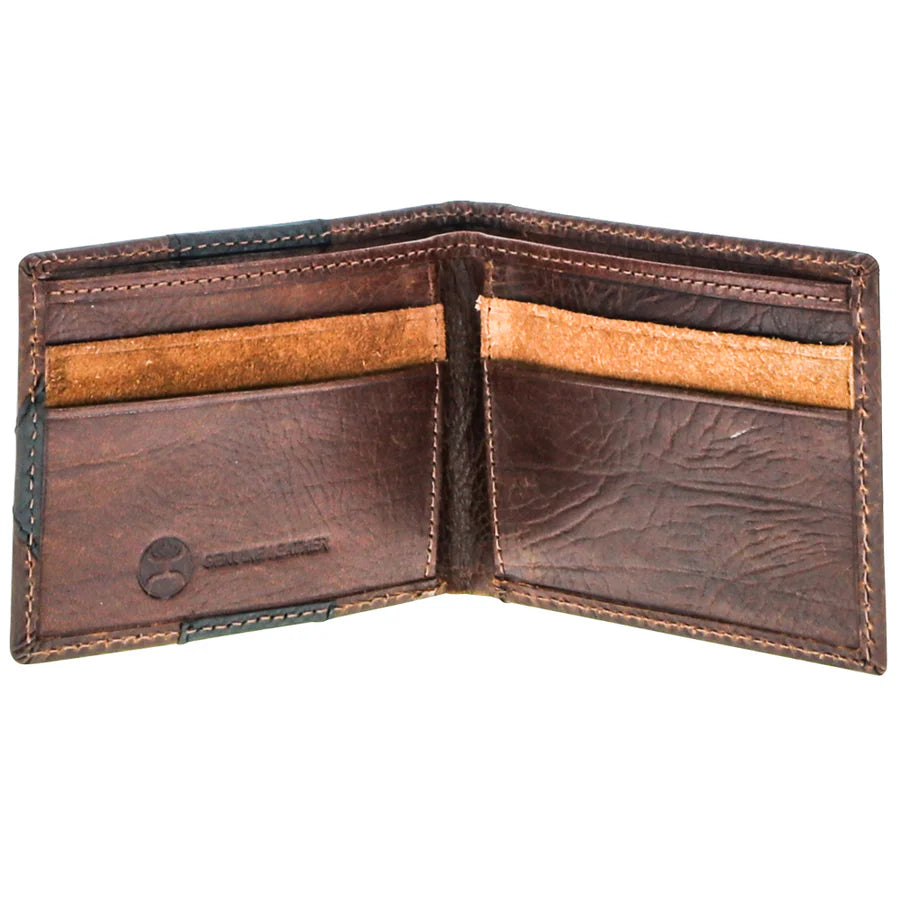 "Kai" Brown/Black & Tan Patchwork Front Pocket Bifold Wallet