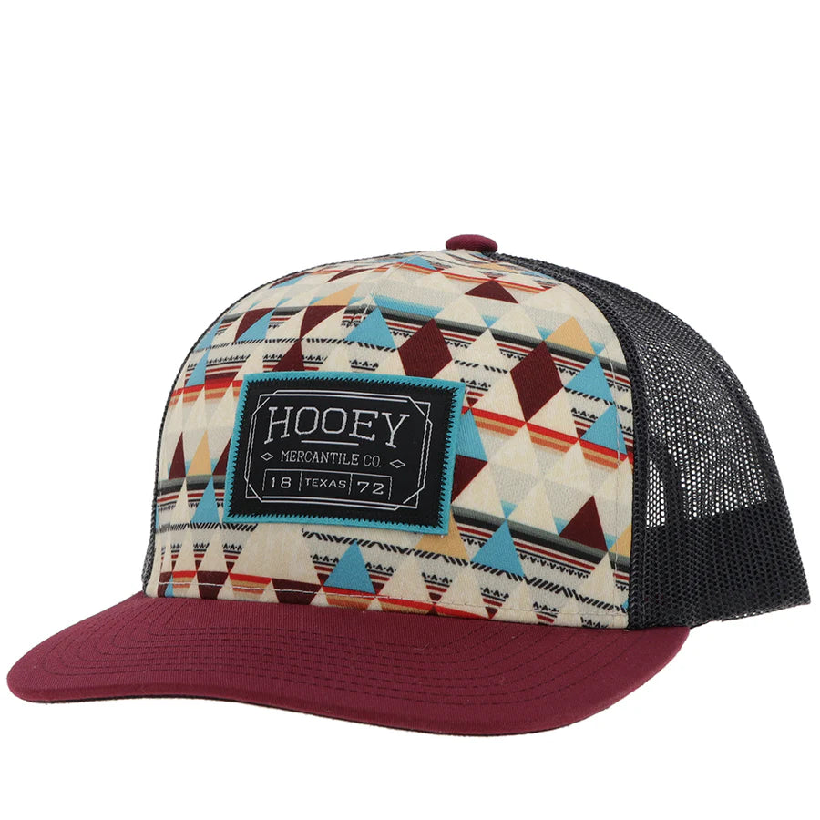 "Horizon" Hat Cream Pattern /Charcoal w/Black & Turquoise Patch