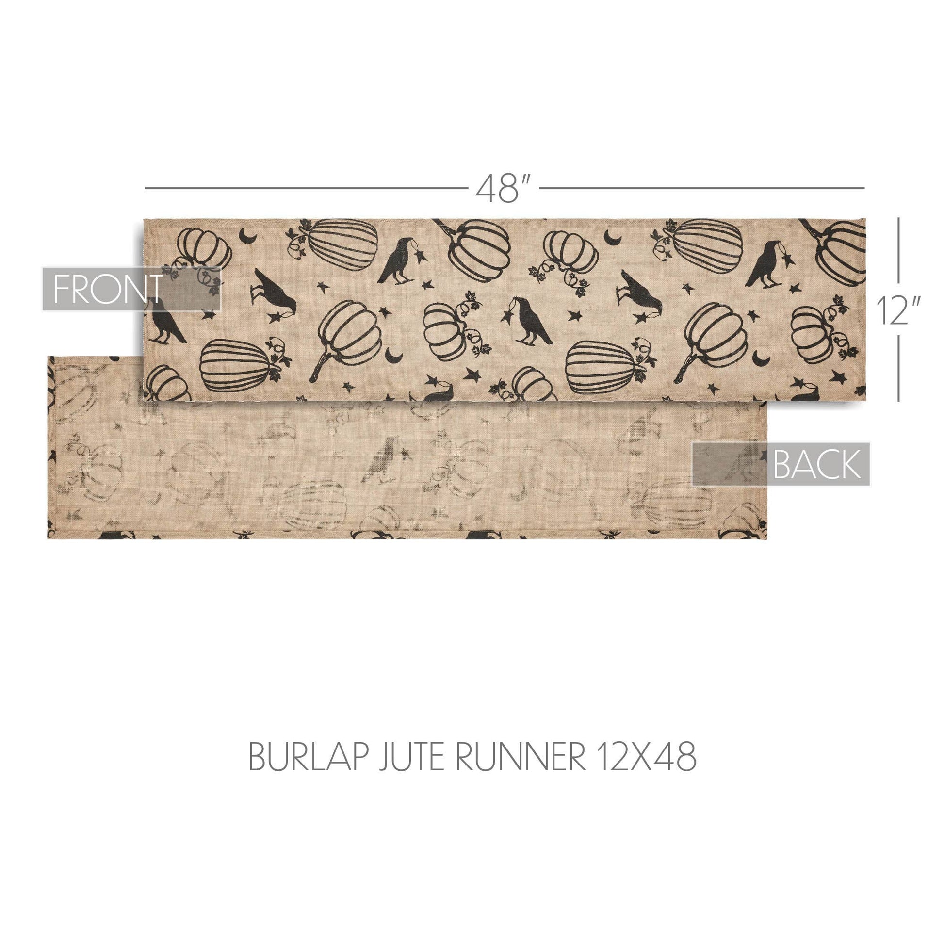 VHC Brands - Raven Harvest Burlap Jute Runner 12x48 - Wines'Designs