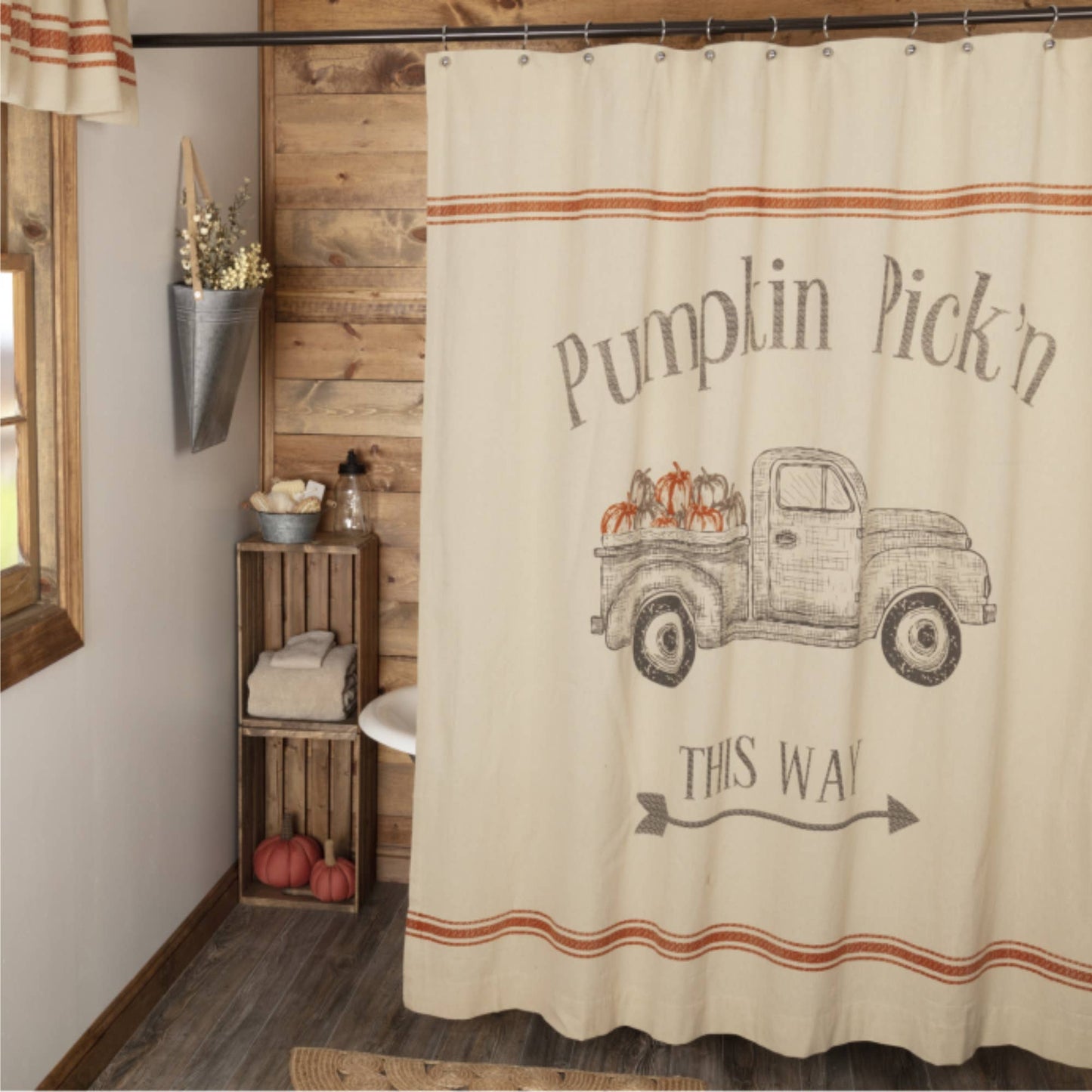 VHC Brands - Harvest Market Truck Shower Curtain 72Lx72W - Wines'Designs