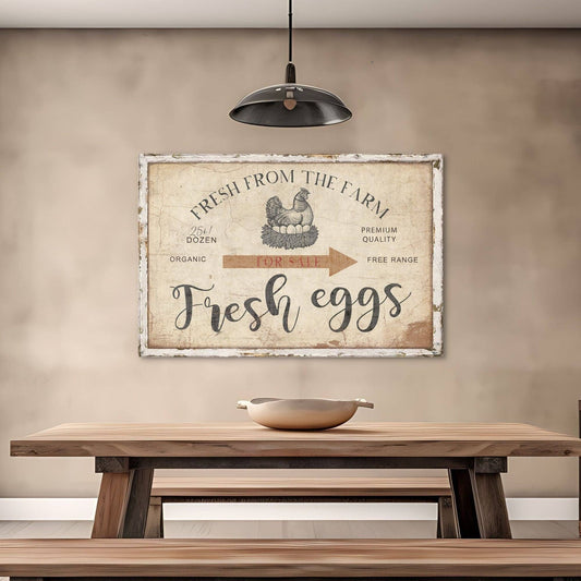 Vintage Farmhouse Kitchen Fresh Eggs Canvas Art