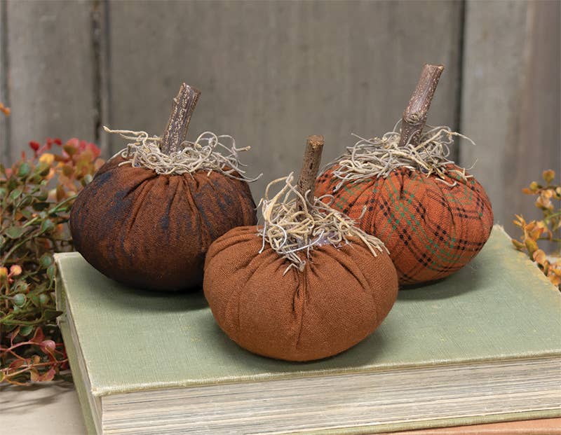 The Hearthside Collection - Stuffed Mossy Top Mini Pumpkin, 3 Assorted - Wines'Designs