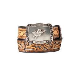 3D Youth Boys Belt 1 1/4 Inch SunBurst Calf Hair Underlay Brown