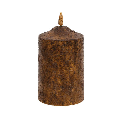 The Hearthside Collection - Burnt Mustard Flicker Flame Timer Cake Pillar, 5" - Wines'Designs