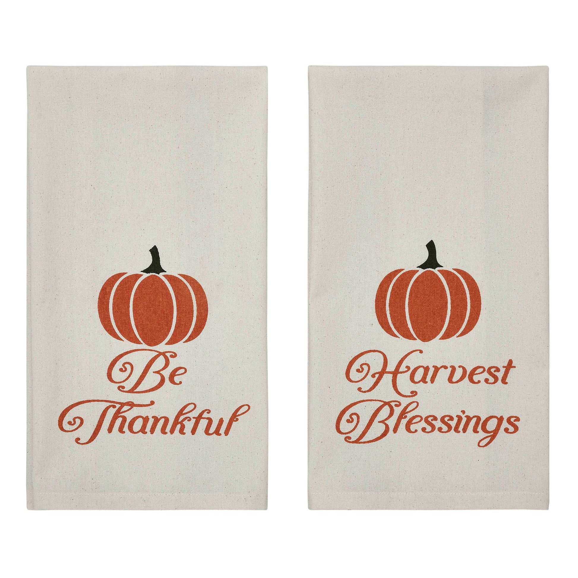 VHC Brands - Harvest Blessings Pumpkin Tea Towel Set of 2 19x28 - Wines'Designs