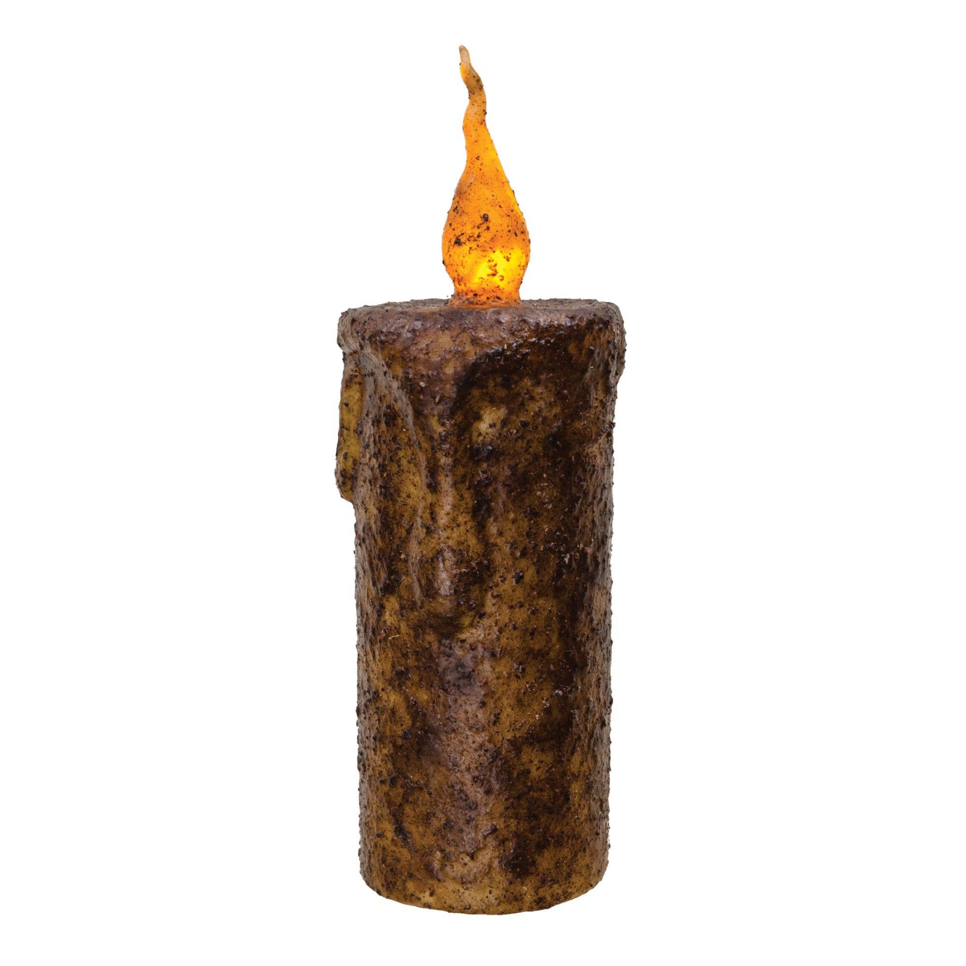 The Hearthside Collection - 6.5" Burnt Mustard Dripped Flicker Pillar - Wines'Designs