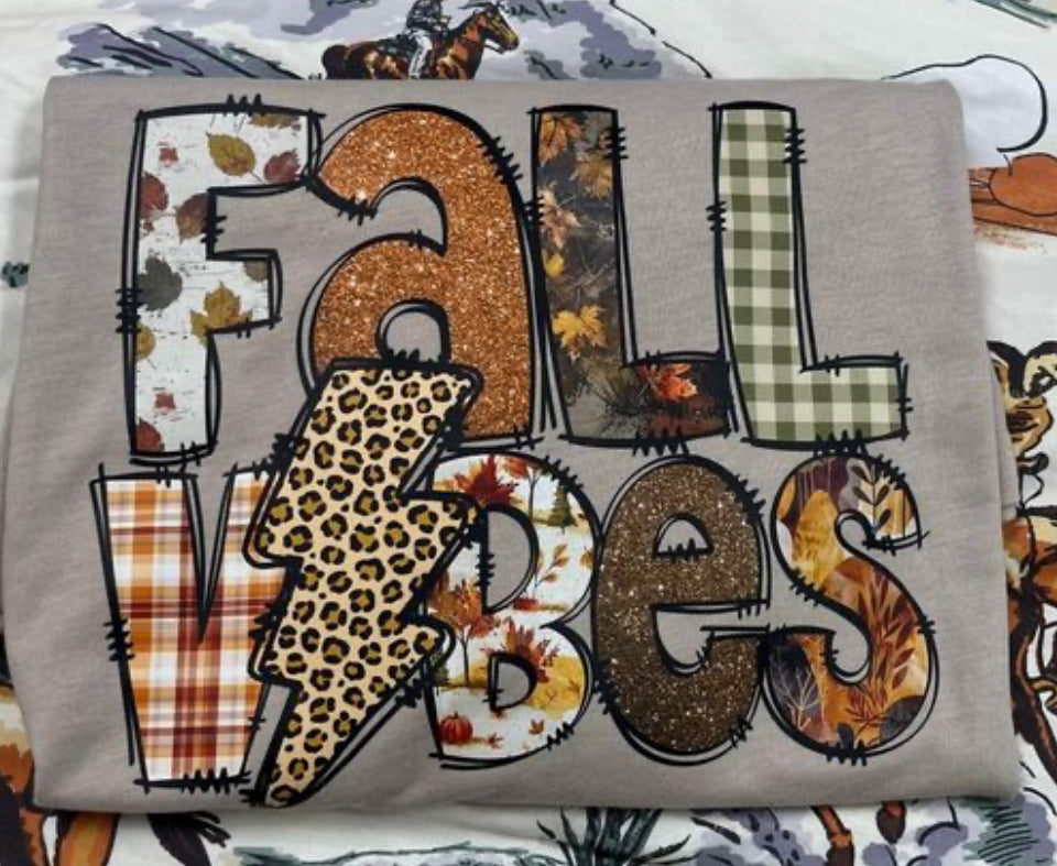 Fall vibes design spelled with fall themed letters