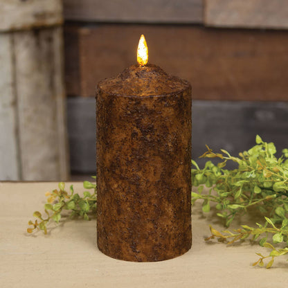 The Hearthside Collection - Burnt Mustard Flicker Flame Timer Cake Pillar, 6" - Wines'Designs