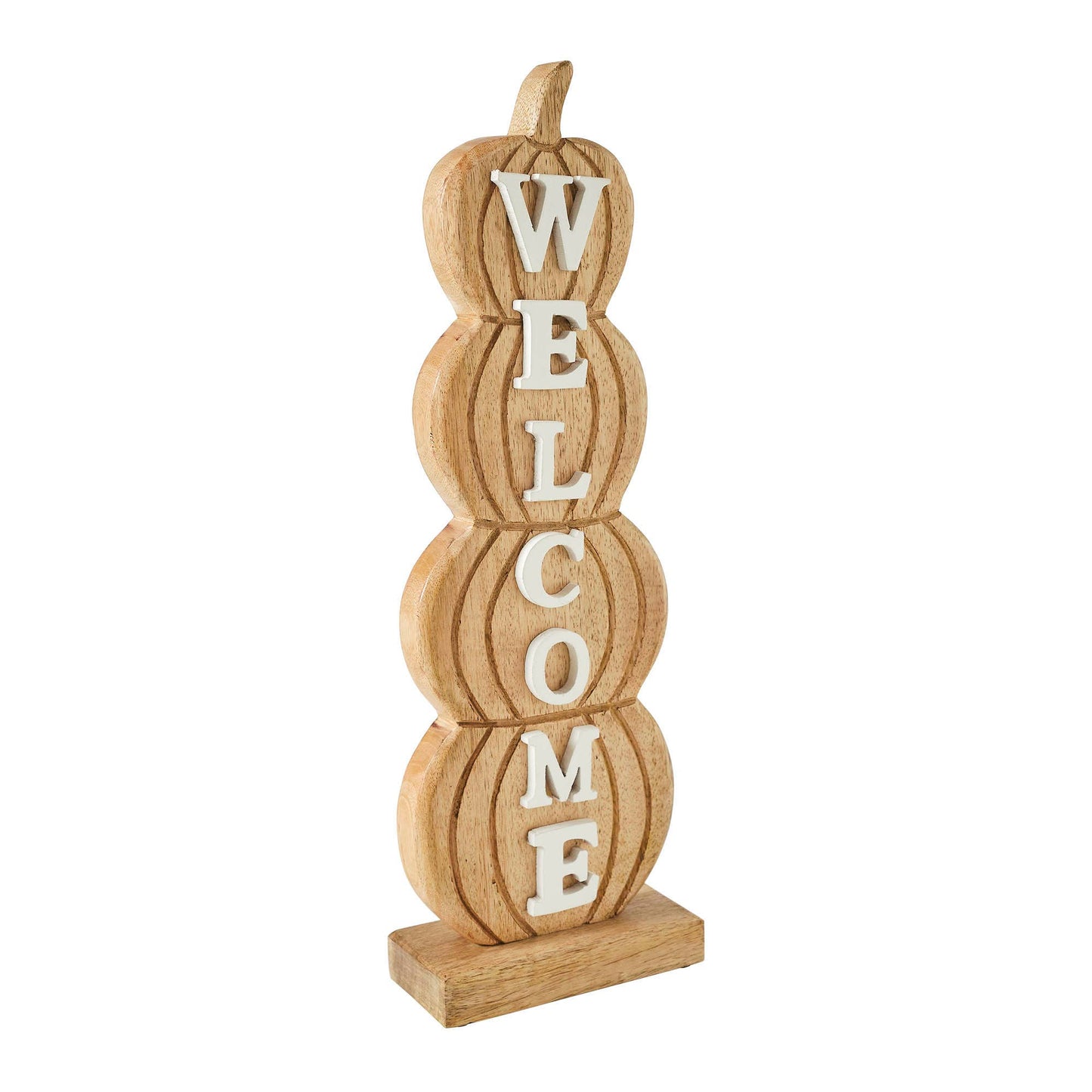 VHC Brands - Pumpkin Stack Welcome Wooden Sign Medium 16.5x5.5x2.5 - Wines'Designs