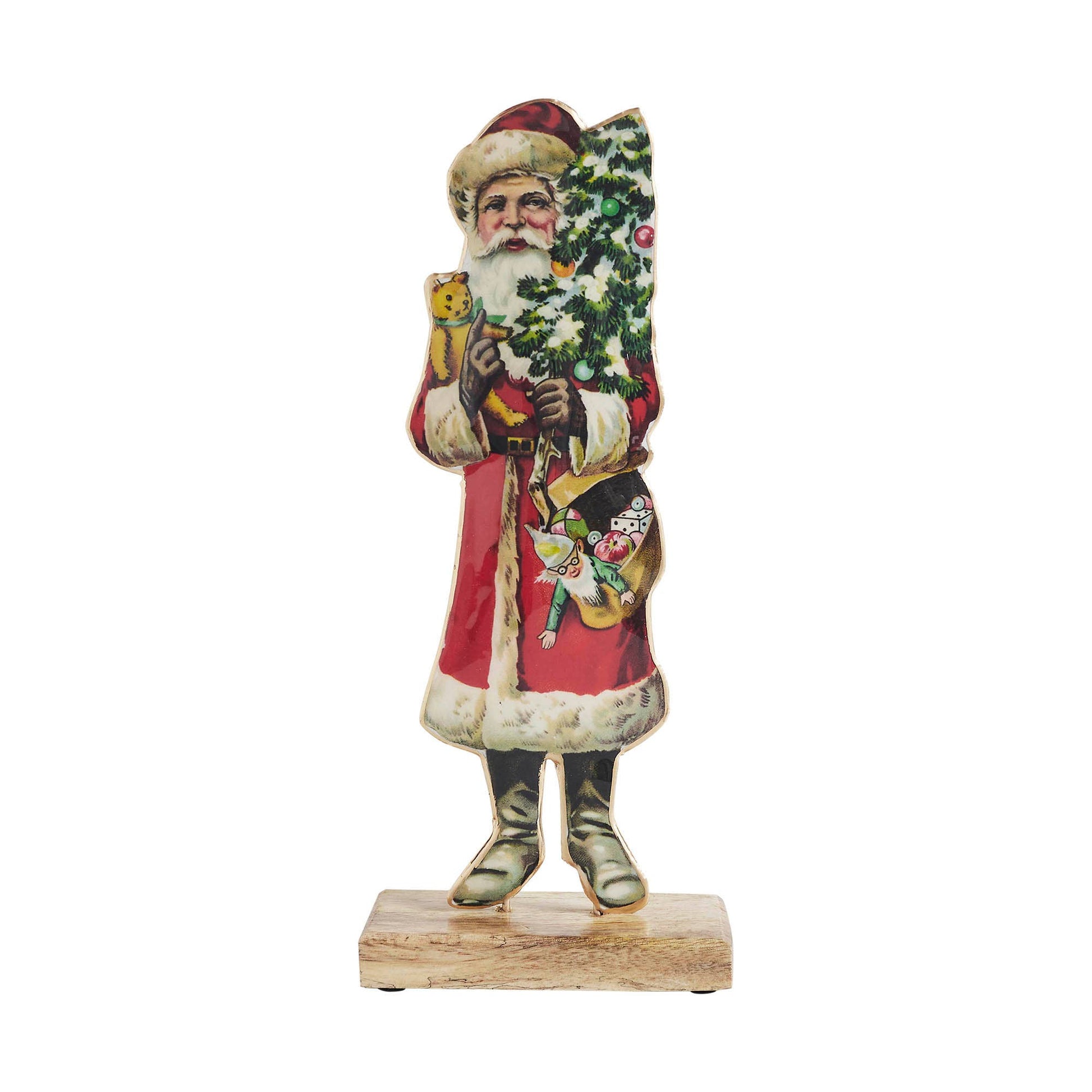 VHC Brands - Vintage Nostalgic Santa Christmas Tree Figurine 12x5x2 - Wines'Designs