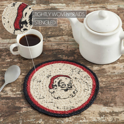 VHC Brands - Jolly Ole Santa Jute Trivet 8 inch Diameter - Wines'Designs