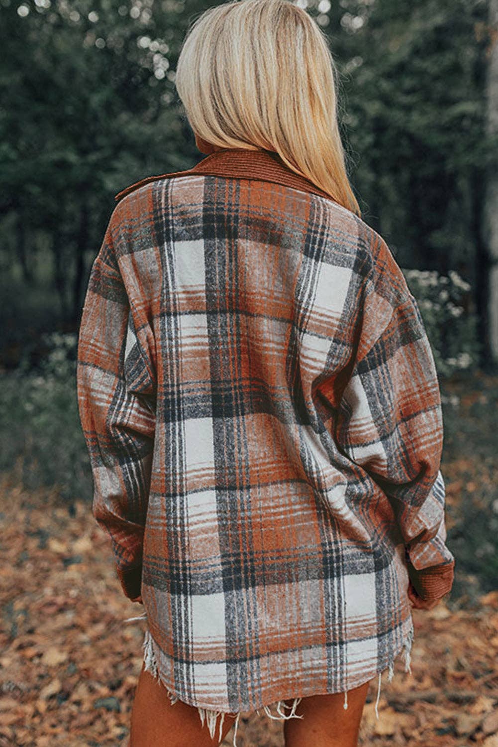 Golden Plaid Corduroy Relaxed Shacket