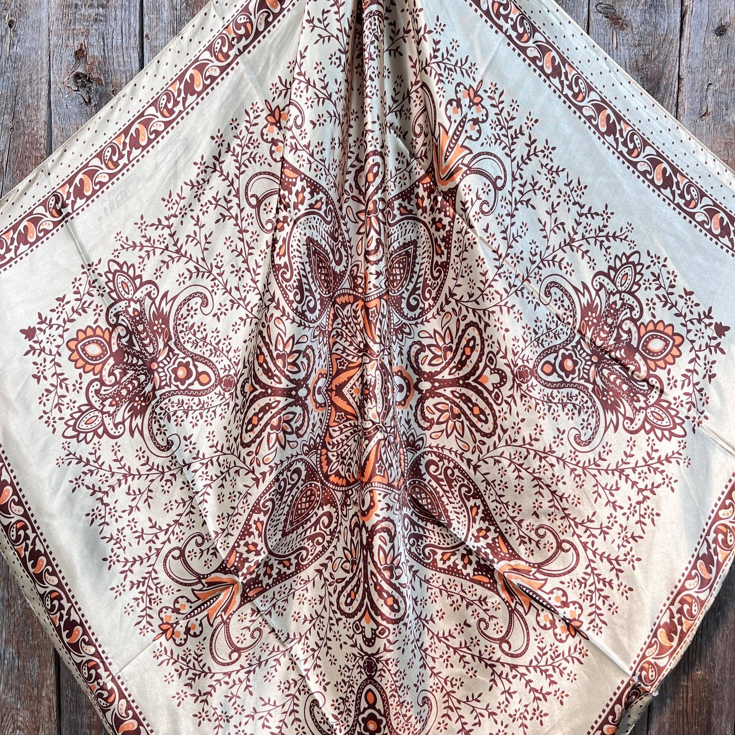 Tan/Brown Polka Dot & Paisley Wild Rag - Western Scarf