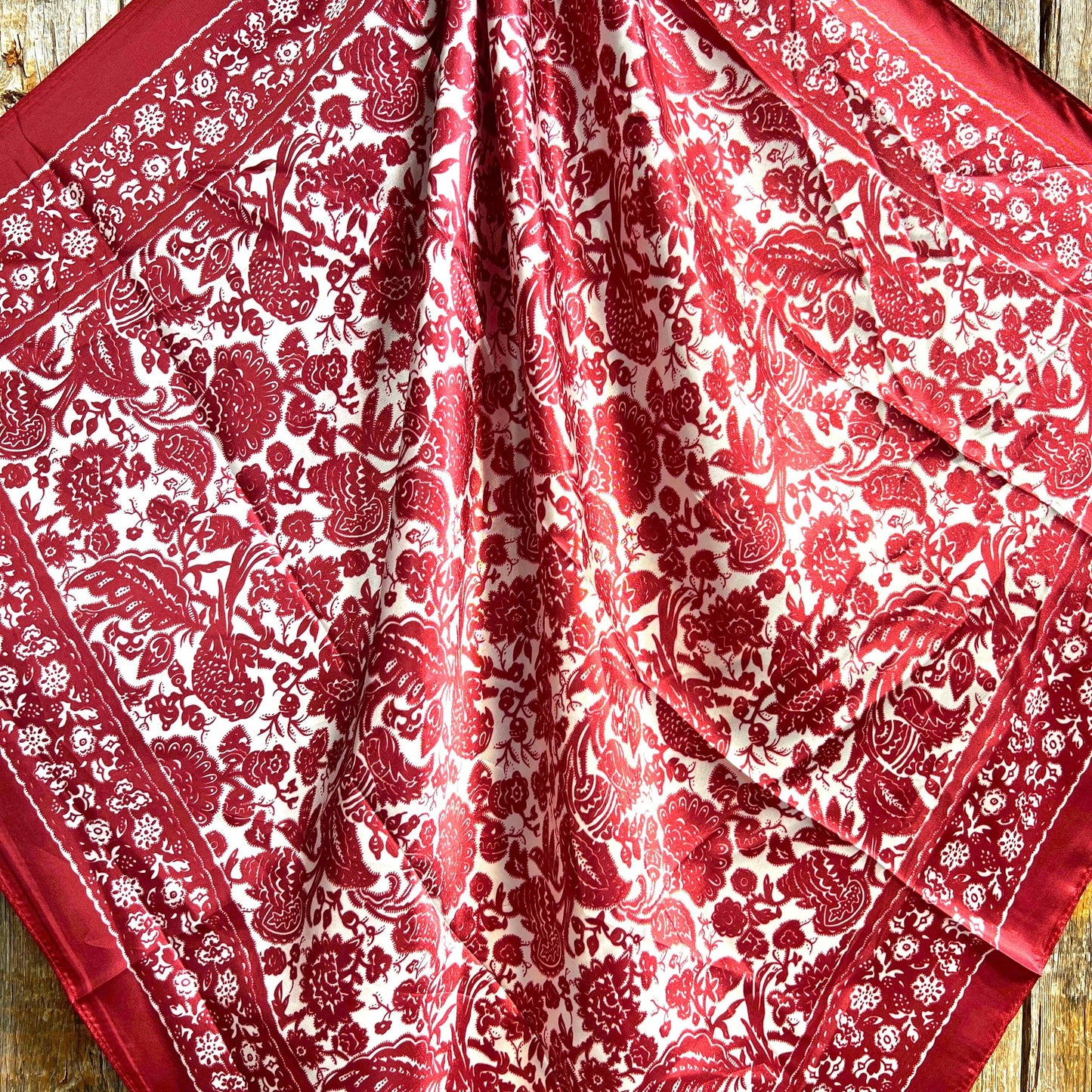 Red & Cream Paisley Wild Rag - Western Scarf