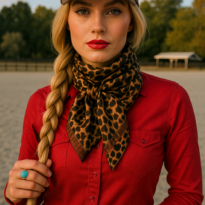 Brown Leopard Wild Rag - Western Scarf