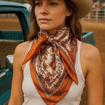 Burnt Orange & Tan Wild Rag - Western Scarf