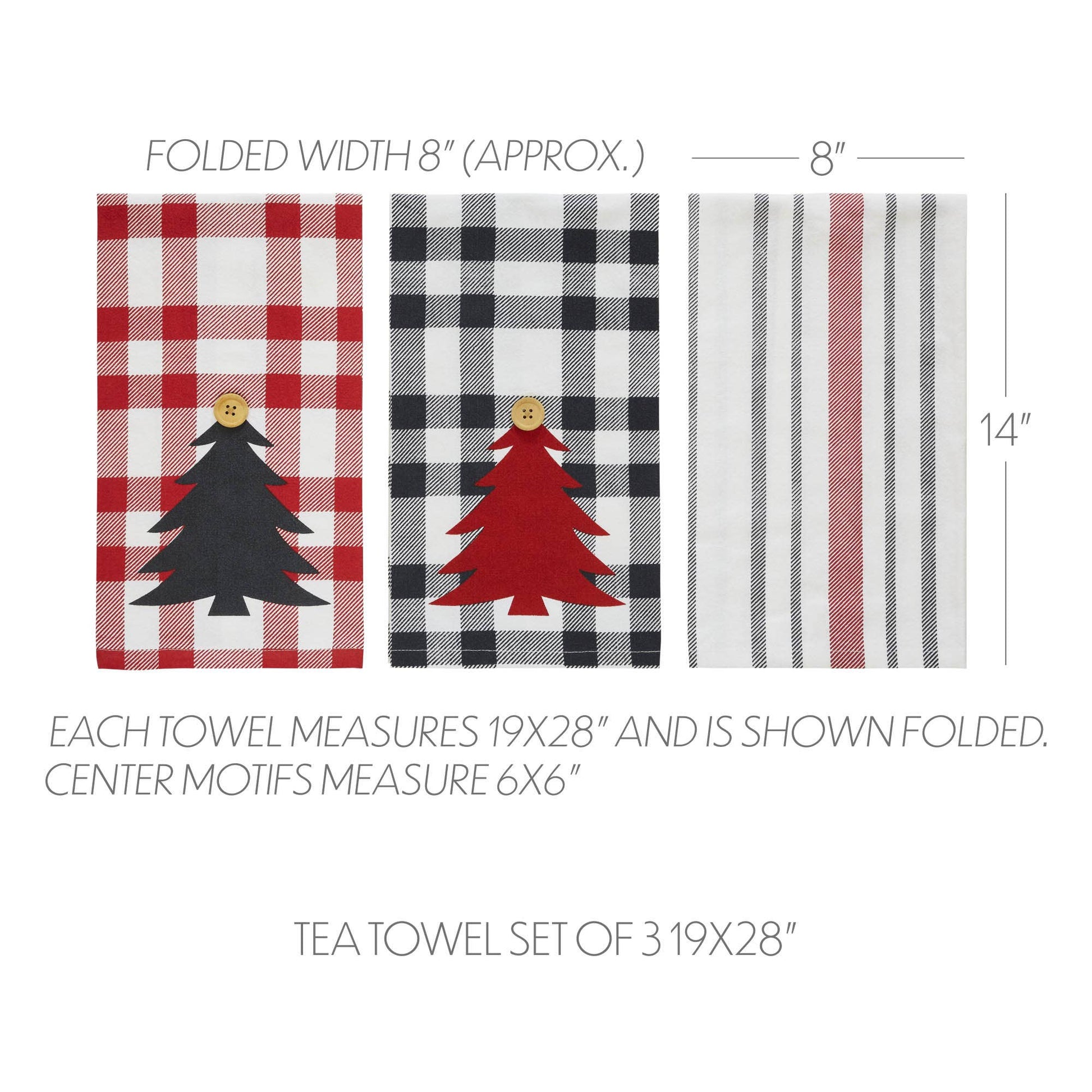 VHC Brands - Gregor Plaid Tea Towel Set of 3 19x28 - Wines'Designs