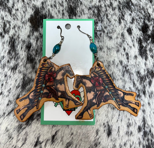 Leather warhorse earrings - Wines'Designs