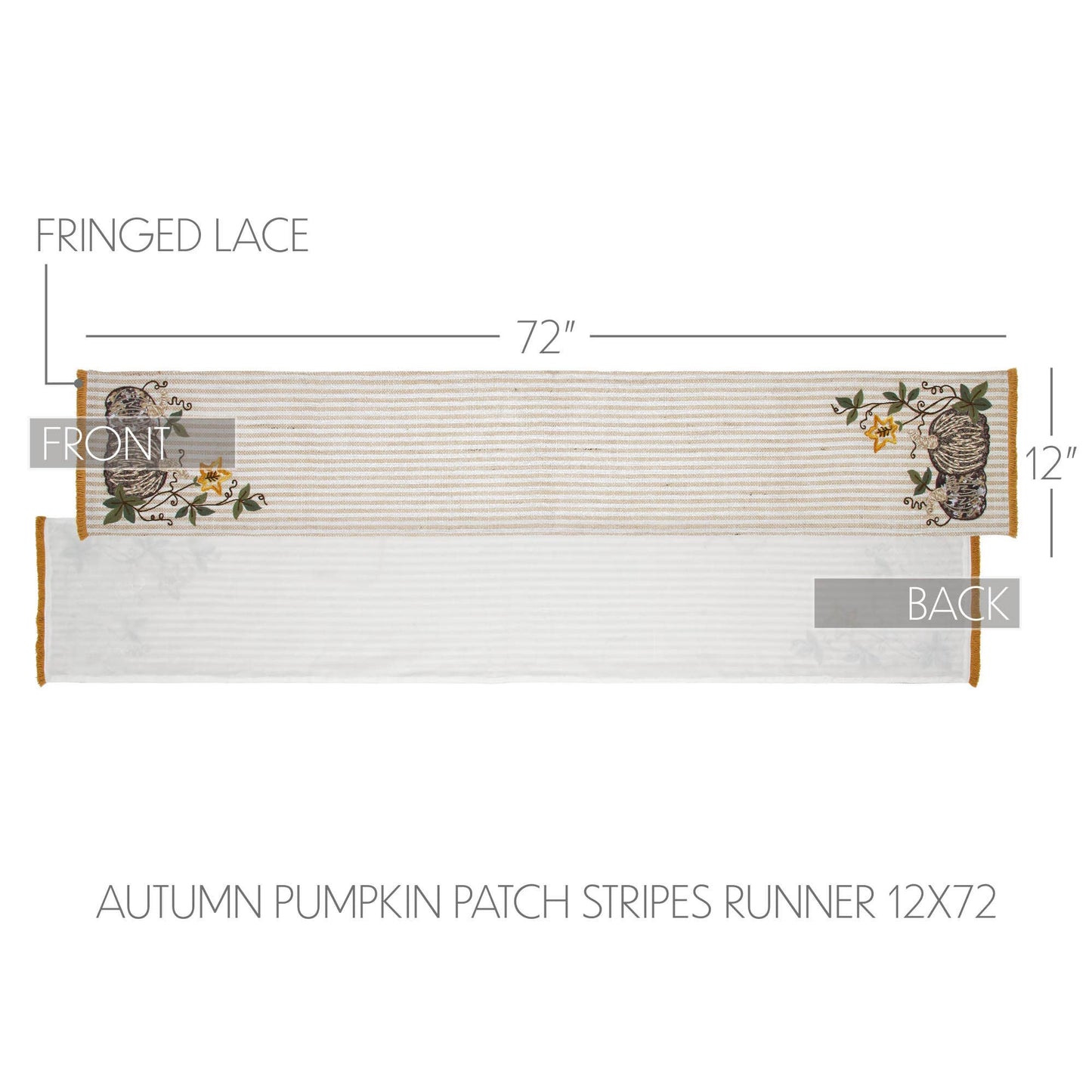 VHC Brands - Autumn Pumpkin Patch Stripes Runner 12x72 - Wines'Designs