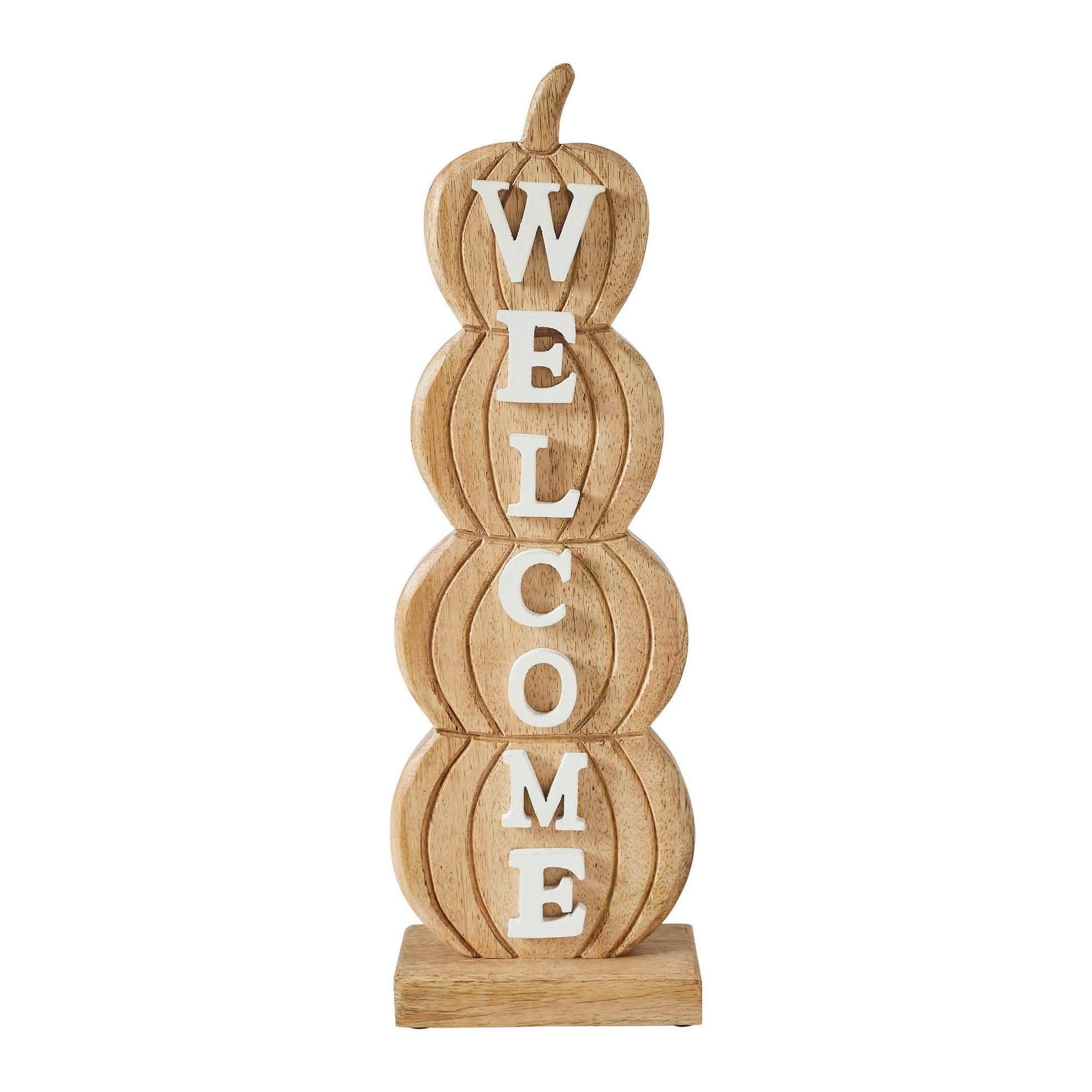 VHC Brands - Pumpkin Stack Welcome Wooden Sign Medium 16.5x5.5x2.5 - Wines'Designs