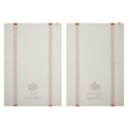 VHC Brands - Harvest Blessings Pumpkin Tea Towel Set of 2 19x28 - Wines'Designs