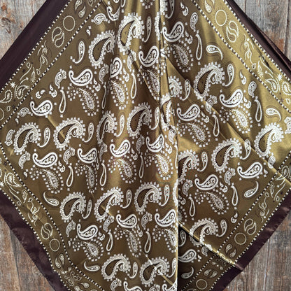 Sage and Brown Floral Paisley Wild Rag - Western Scarf